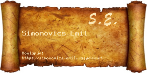 Simonovics Emil névjegykártya